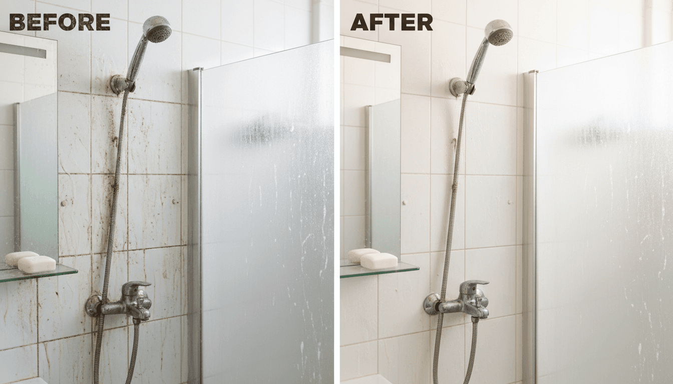 Bathroom cleaning before and after