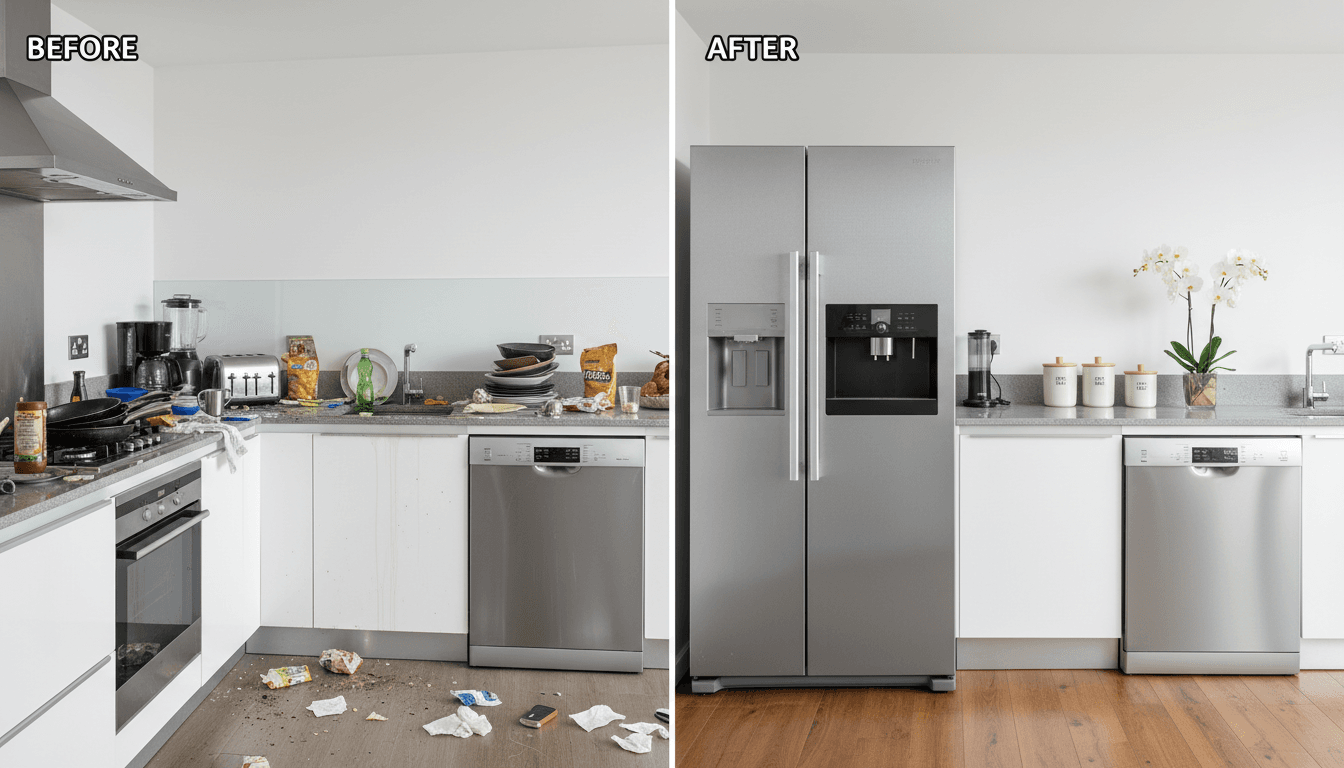 Kitchen cleaning before and after transformation